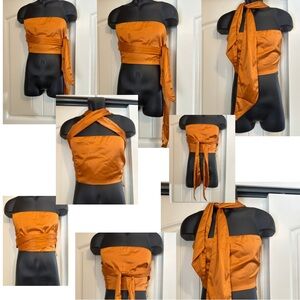 NWOT! Kimchi Blue Orange Strapless Satin Top